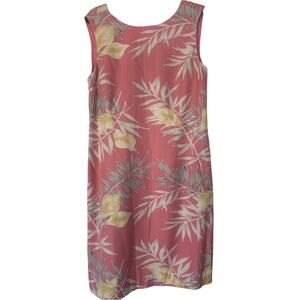 Vintage Tommy Bahama Coral Silk Coastal Tropical Sheath Dress Size 10